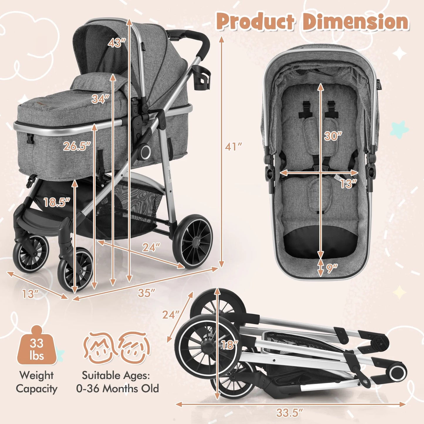 The "Baby Uber: High-Rise Stroller for Tiny VIPs in Stylish Grey!"