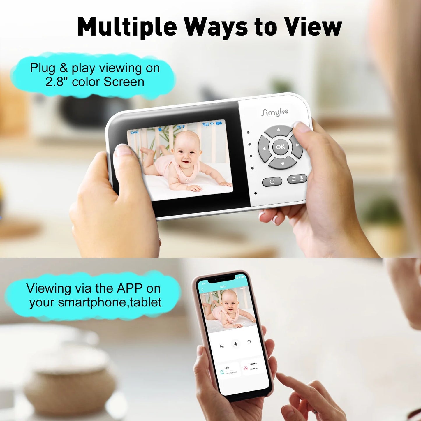 Smart Video Baby Monitor with App Control & Soothing Features