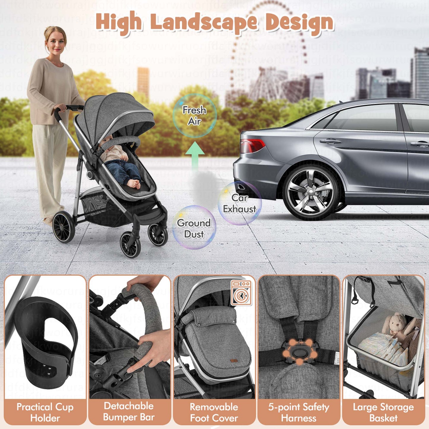 The "Baby Uber: High-Rise Stroller for Tiny VIPs in Stylish Grey!"