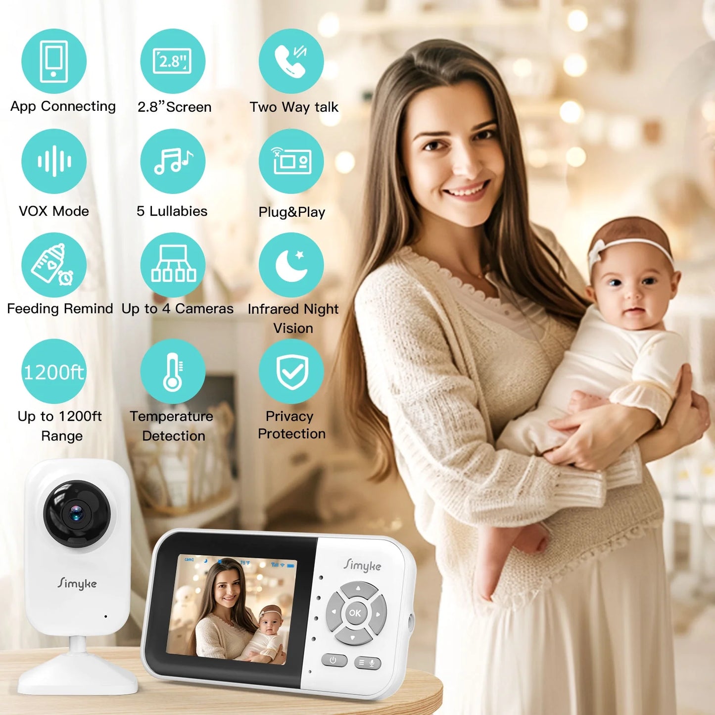Smart Video Baby Monitor with App Control & Soothing Features