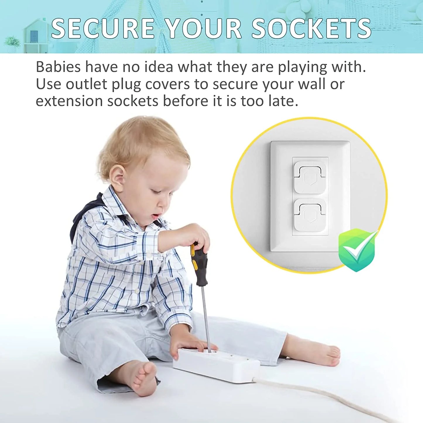 Baby Outlet Covers (50 Pack) – Childproof Electrical Socket Protectors