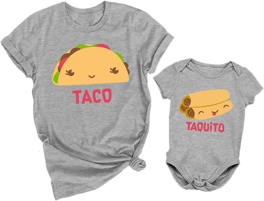 Taco and Taquito Mommy and Me Outfits Funny Mom and Baby Gift Idea for First Mother'S Day or Baby Shower